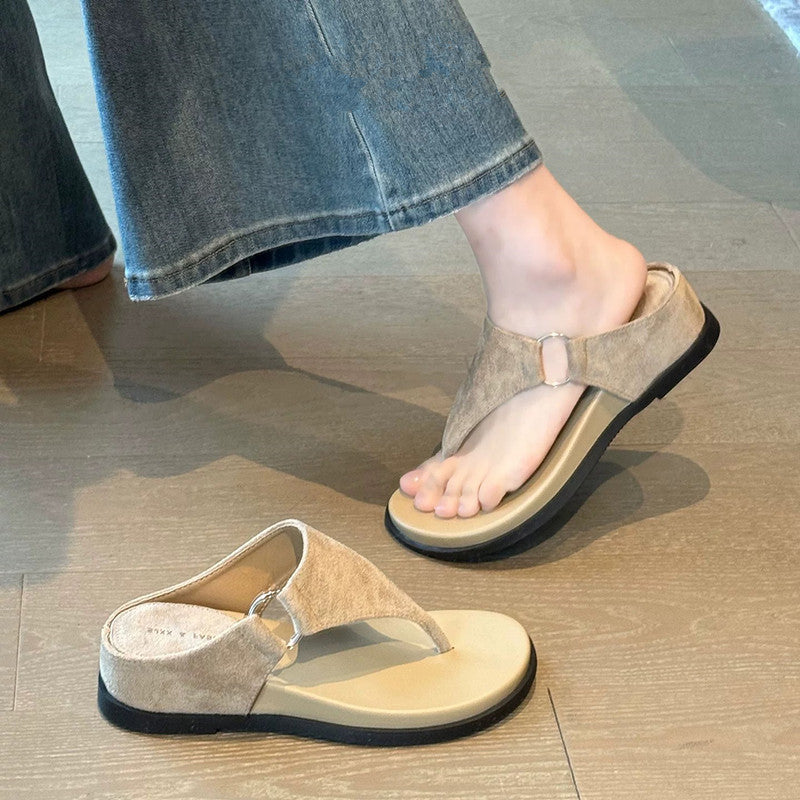 Square-Toe Wedge Flip-Flops
