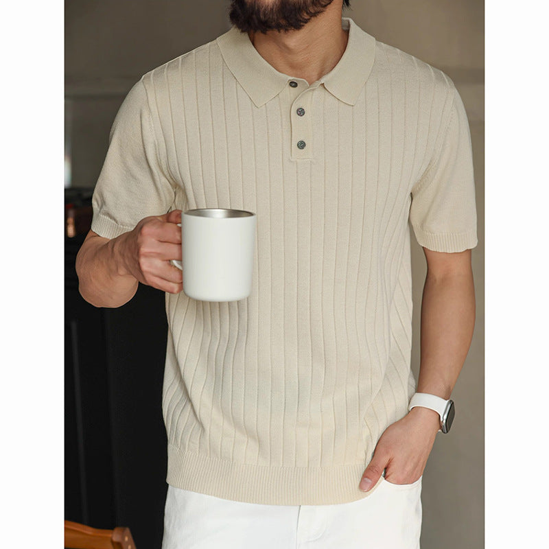 Knitted Ribbed Polo Shirt