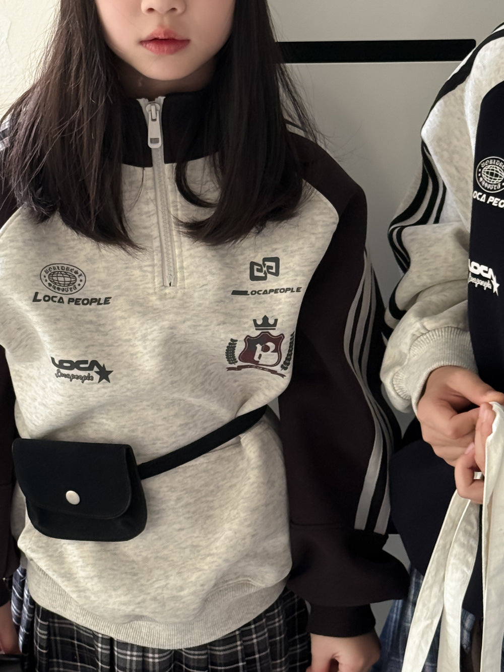 Kids' Zip-Collar Letter Sweatshirt