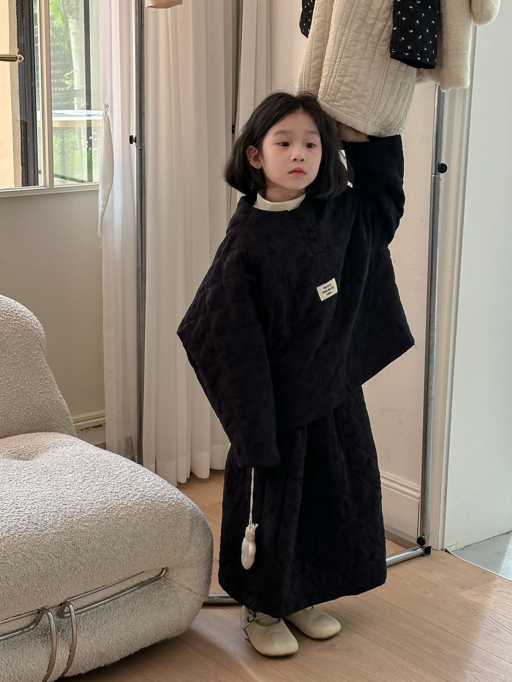 Girls' Solid-Color Skirt Set