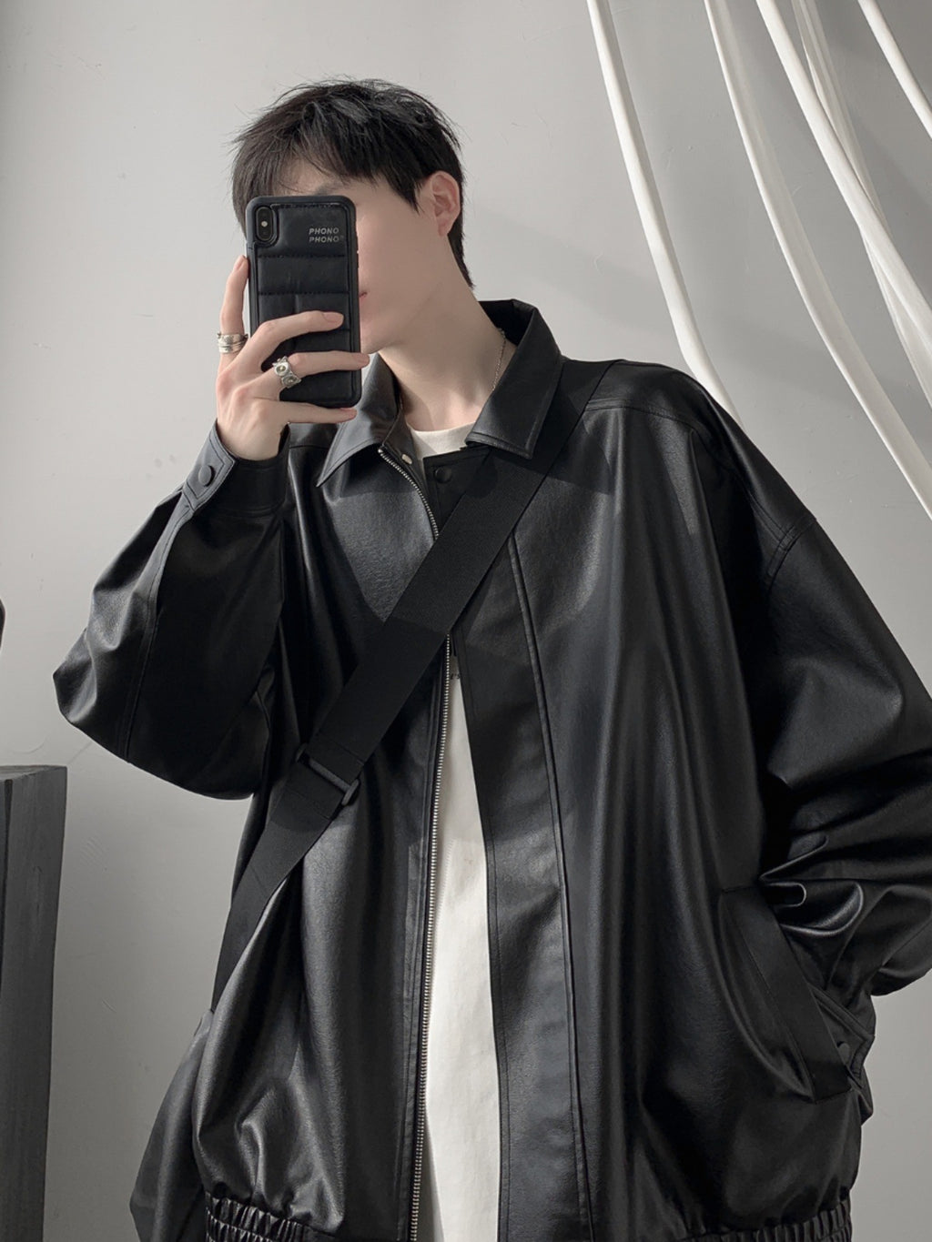 Faux Leather Bomber Jacket