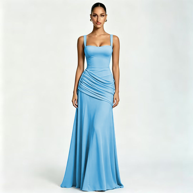 Aurora Ruched Backless Maxi Dress