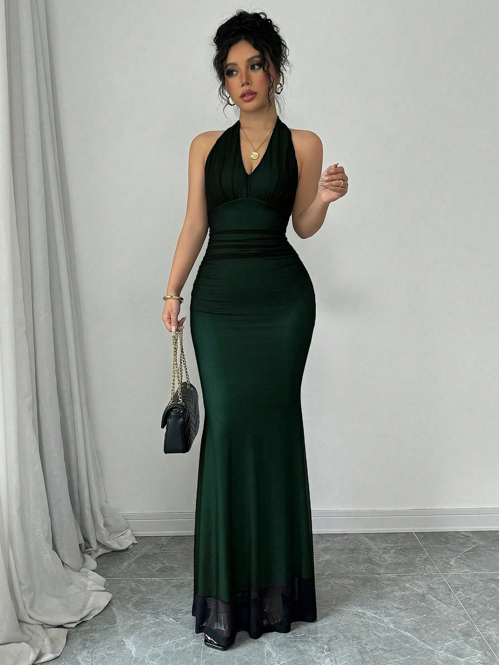 Elegant Halter Backless Maxi Gown