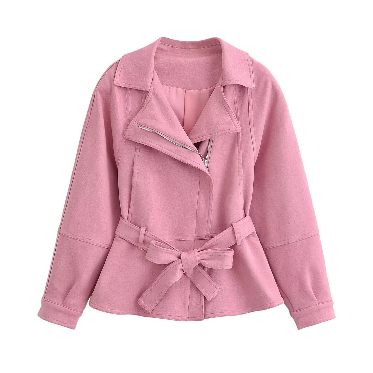 Women's Pink Belted Wrap Jacket