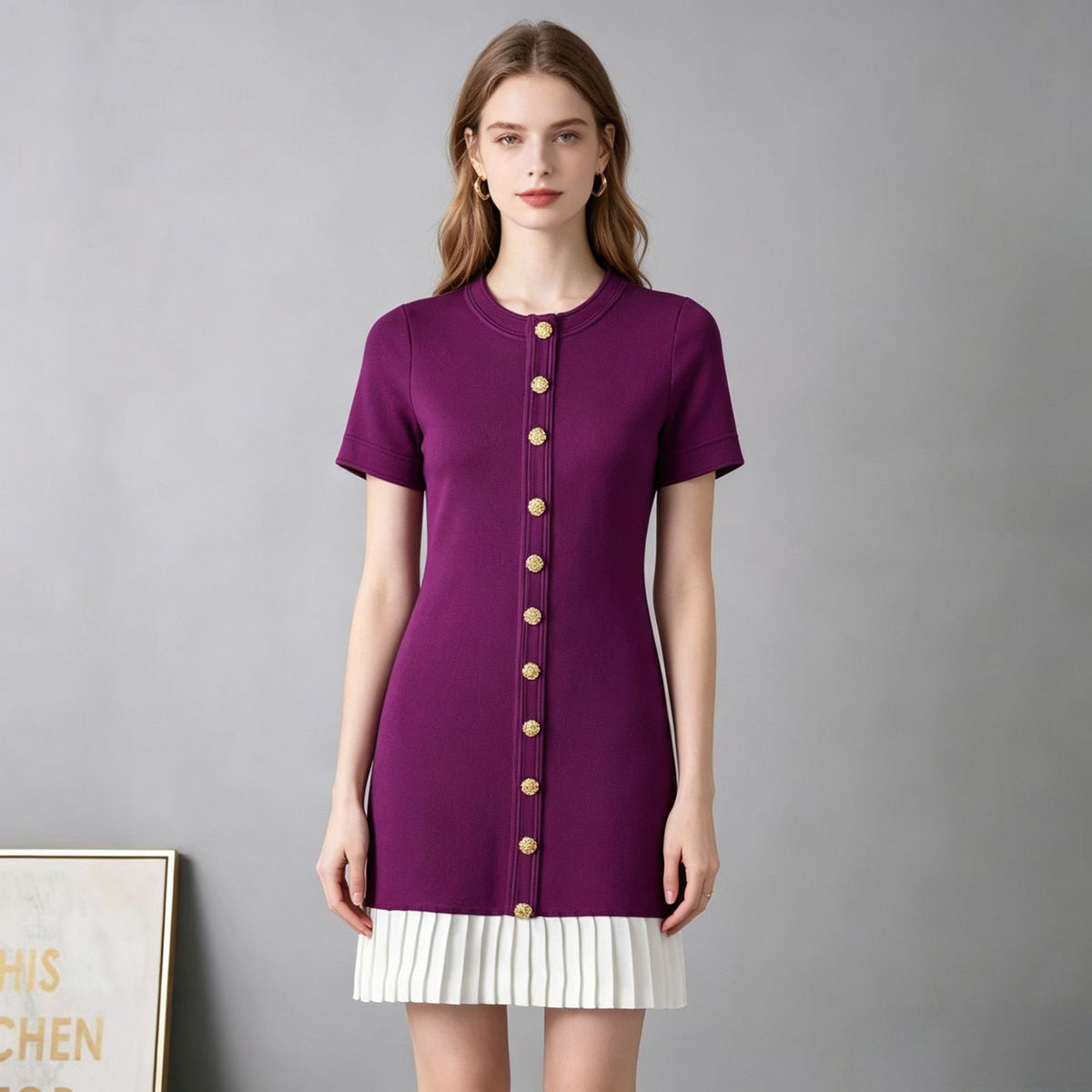 Button Detail Short Sleeve Dress