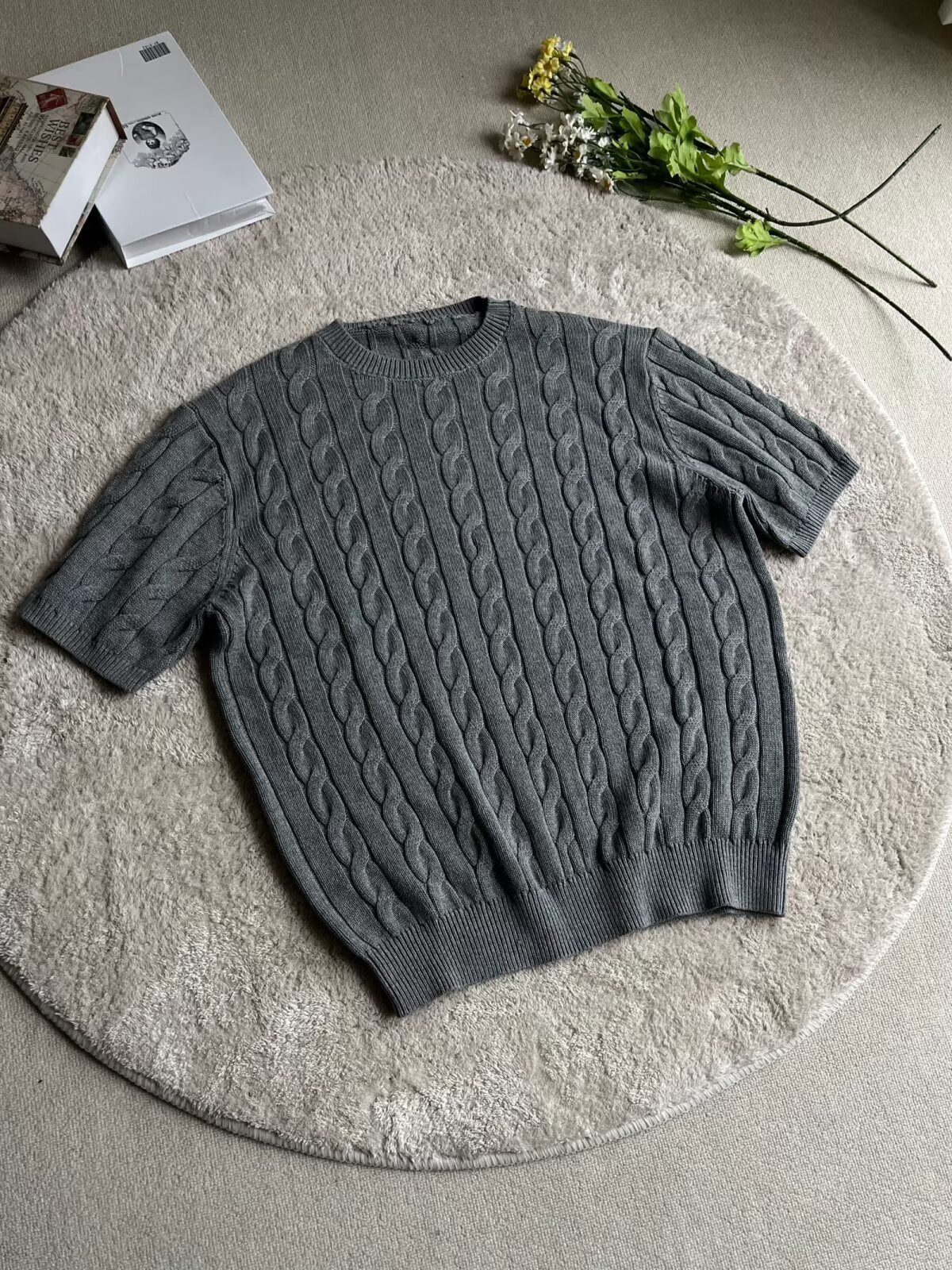 Cable Knit Crewneck T-Shirt