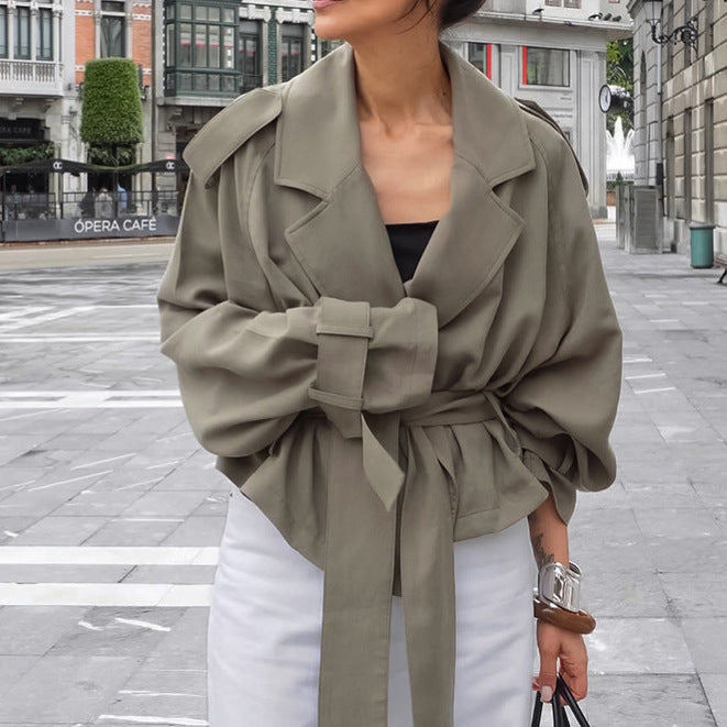 Wrap Tie Short Trench Jacket