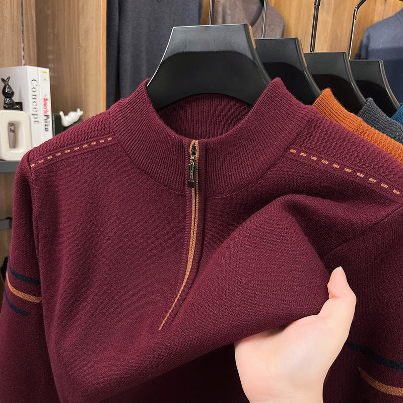 Zip-Neck Knit Pullover