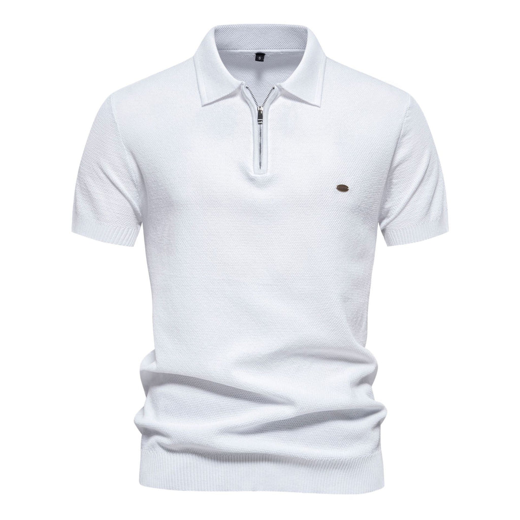 Textured Vertical Stripe Knit Polo