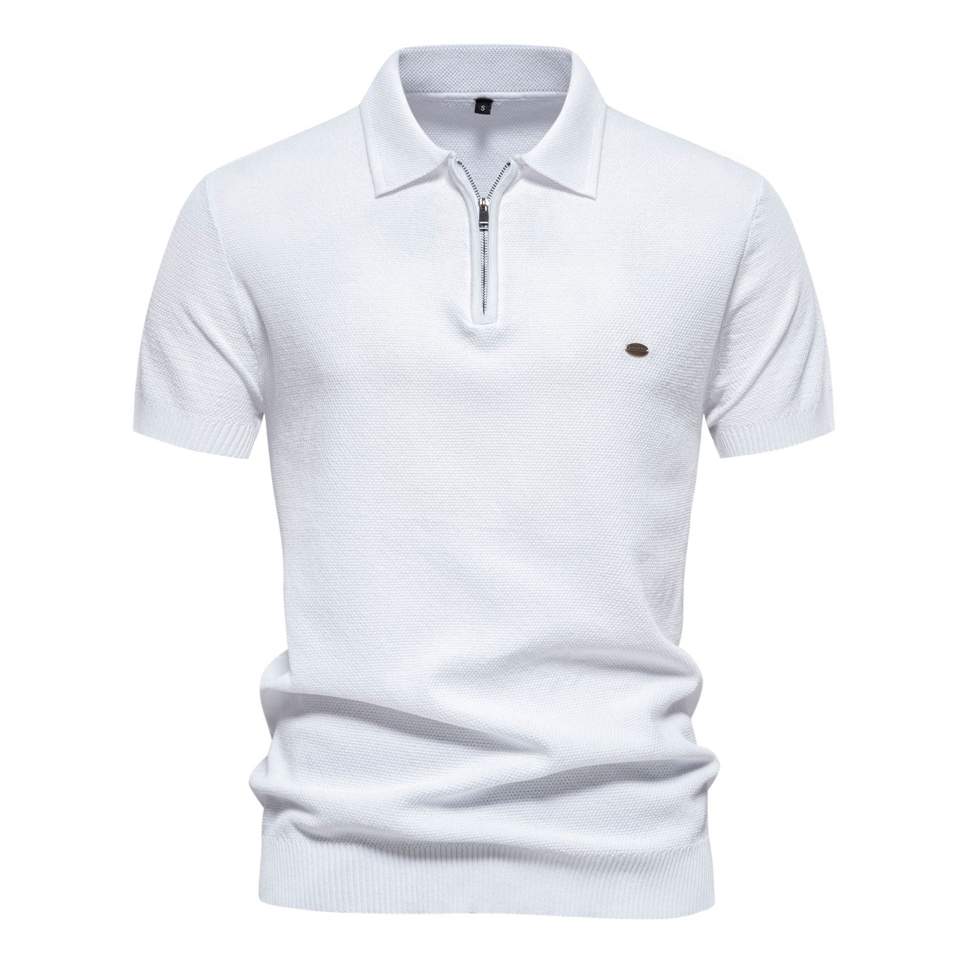 Textured Vertical Stripe Knit Polo