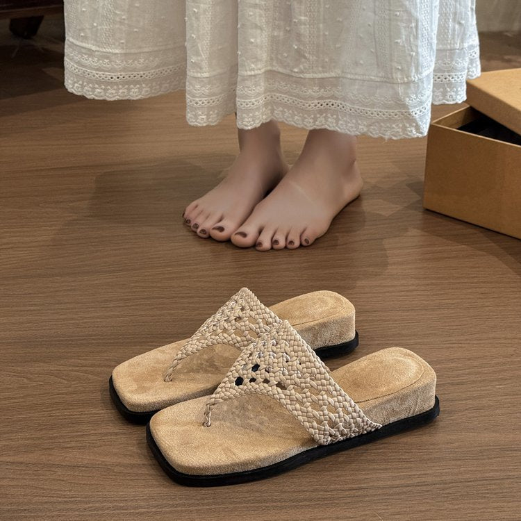 Leather Platform Flip-Flops