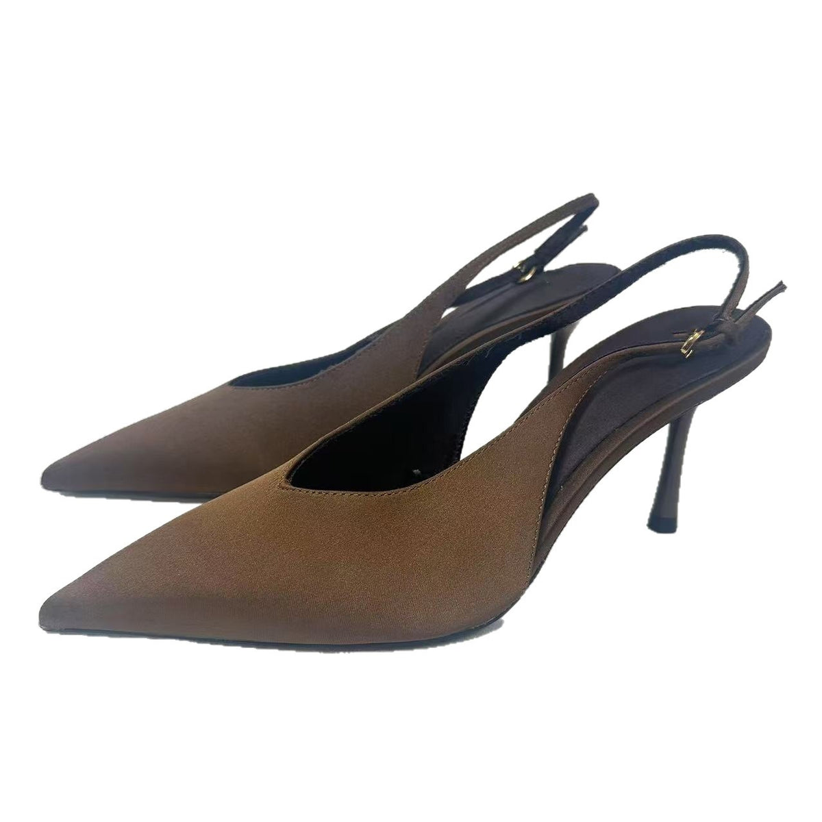 Satin-Look Pointed-Toe Slingbacks – product view