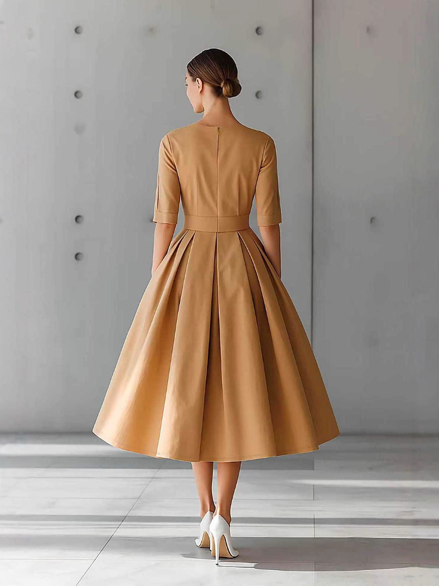 Elegant Pleated Midi Dress