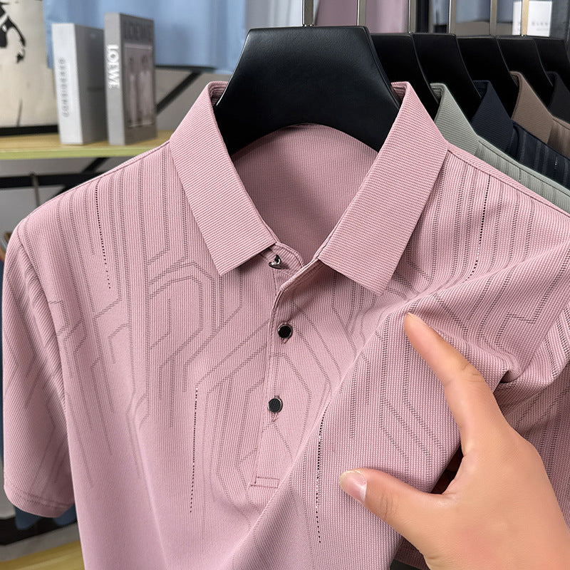 Geometric Ice-Silk Knit Polo