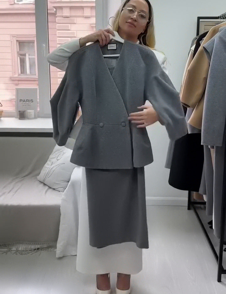 Elegant Peplum Blazer and Skirt Set