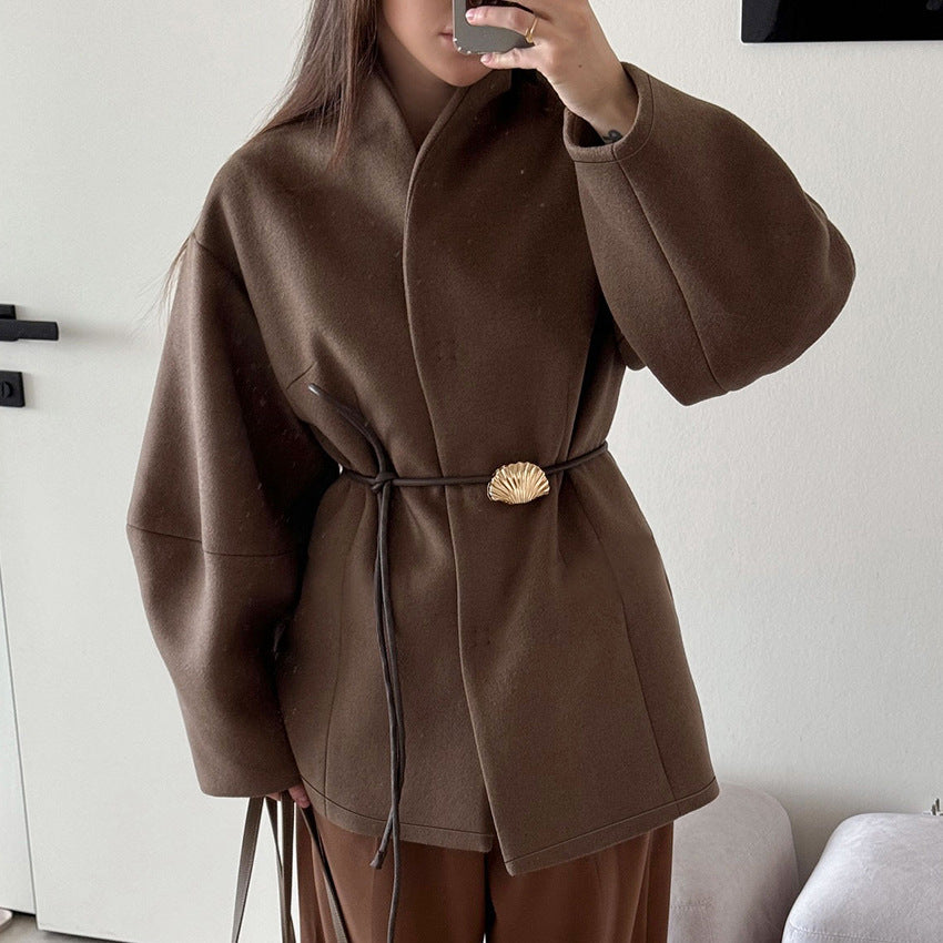 Minimalist Belted Woolen Jacket