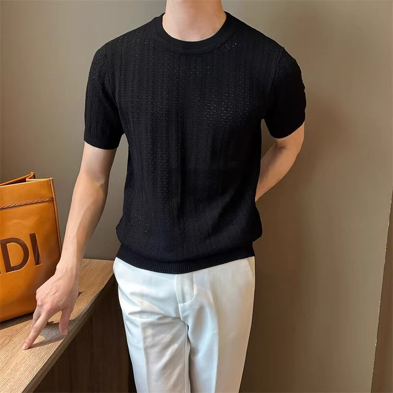 Men's Hollow-Knit Short-Sleeve Polo