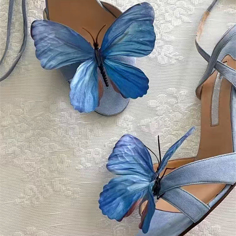 Floral Tie Stiletto Sandals