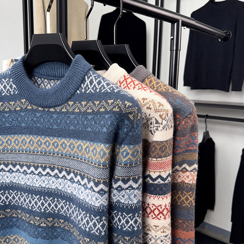 Vintage Geometric Jacquard Knit Sweater