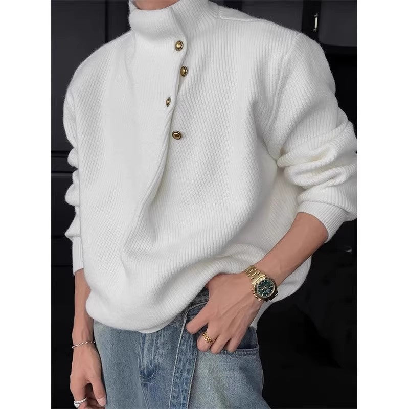 Asymmetric Button Knit Sweater