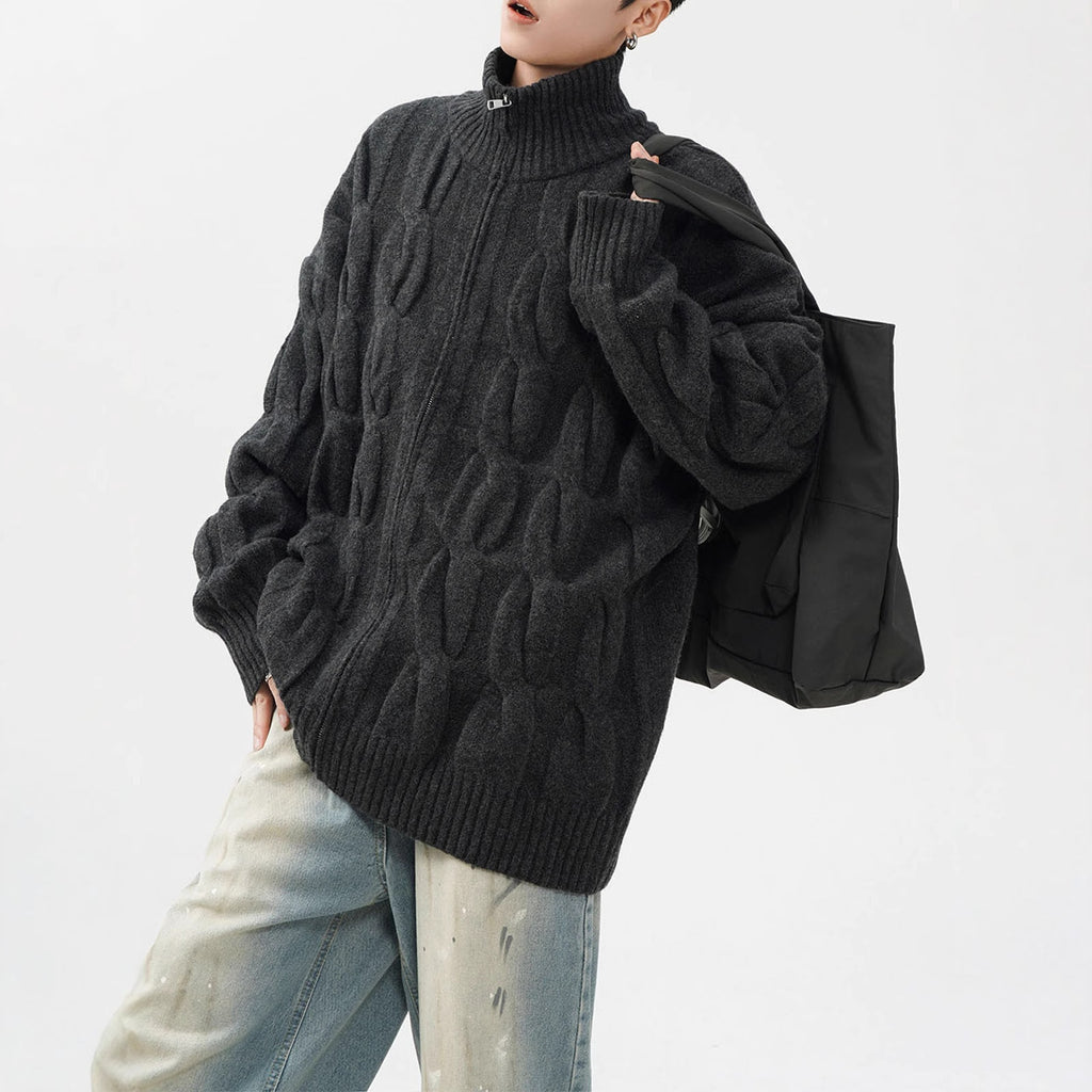 Cable Knit Full-Zip Cardigan