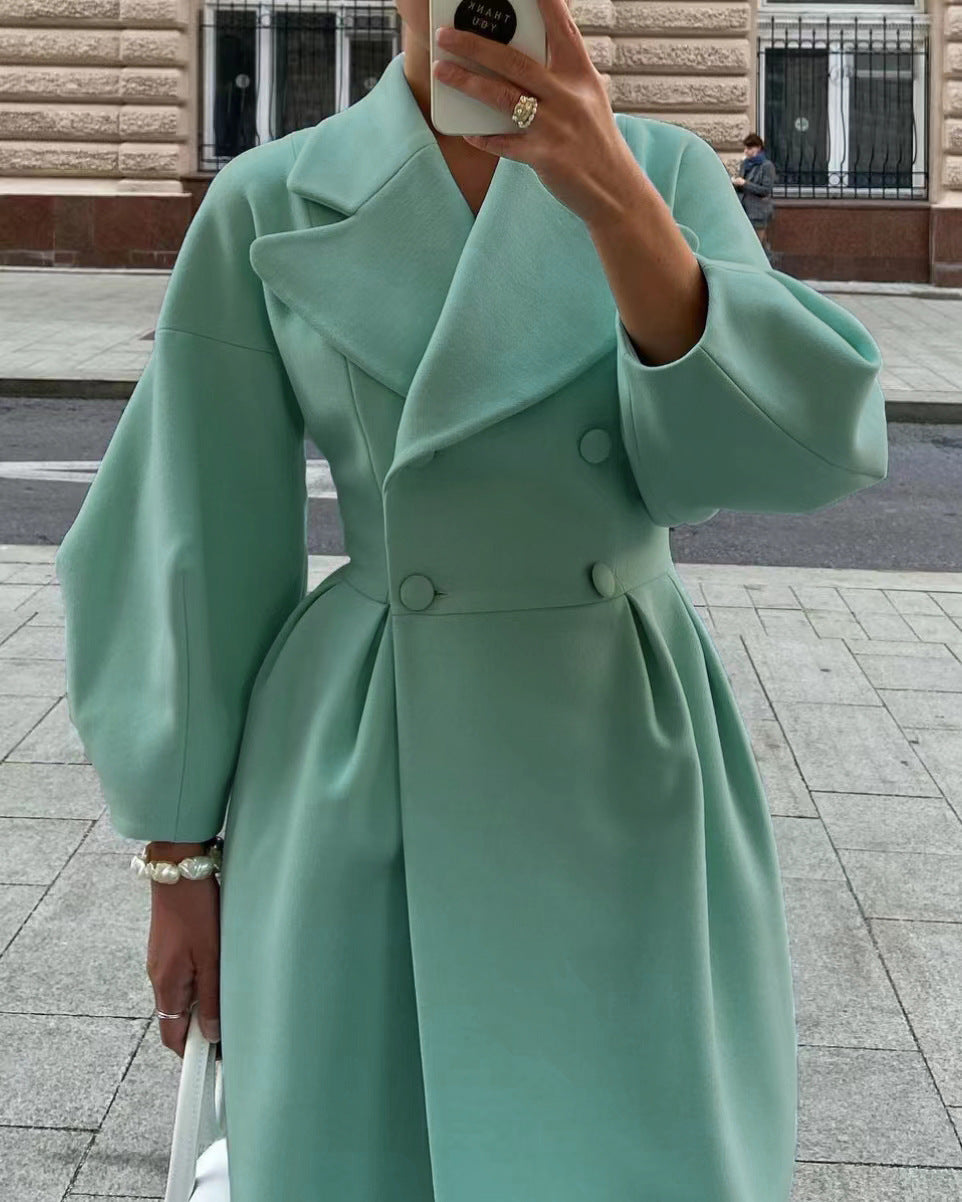 Elegant Double Breasted Long Coat