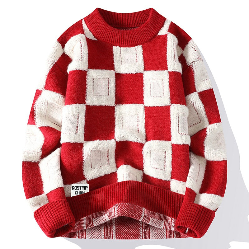 Checkerboard Knit Sweater
