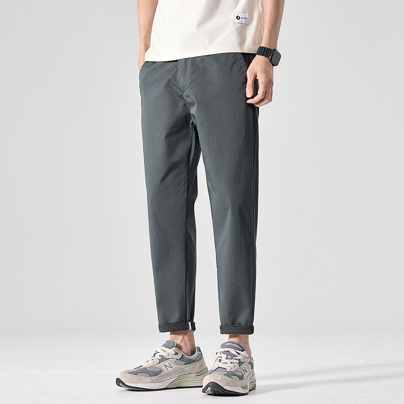 Men’s Slim-Fit Cropped Casual Trousers