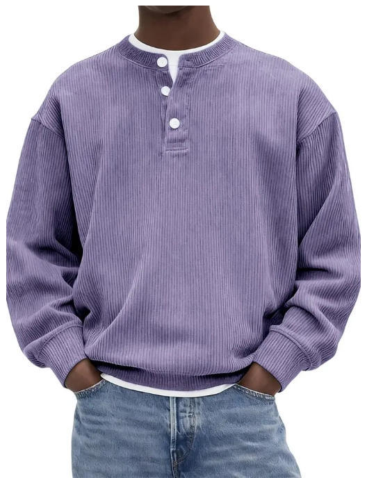 Ribbed Knit Henley Pullover