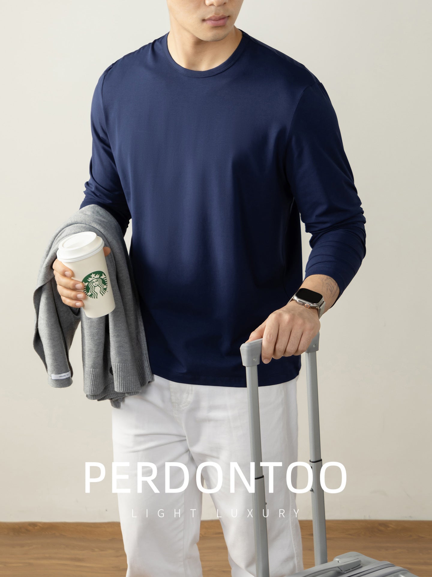 Men's Light Luxury Long-Sleeve T-Shirt