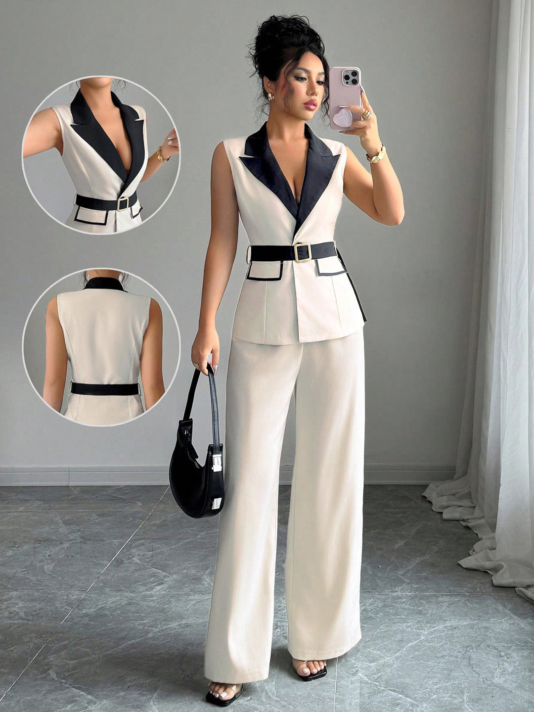 Sleeveless Blazer and Trousers Set