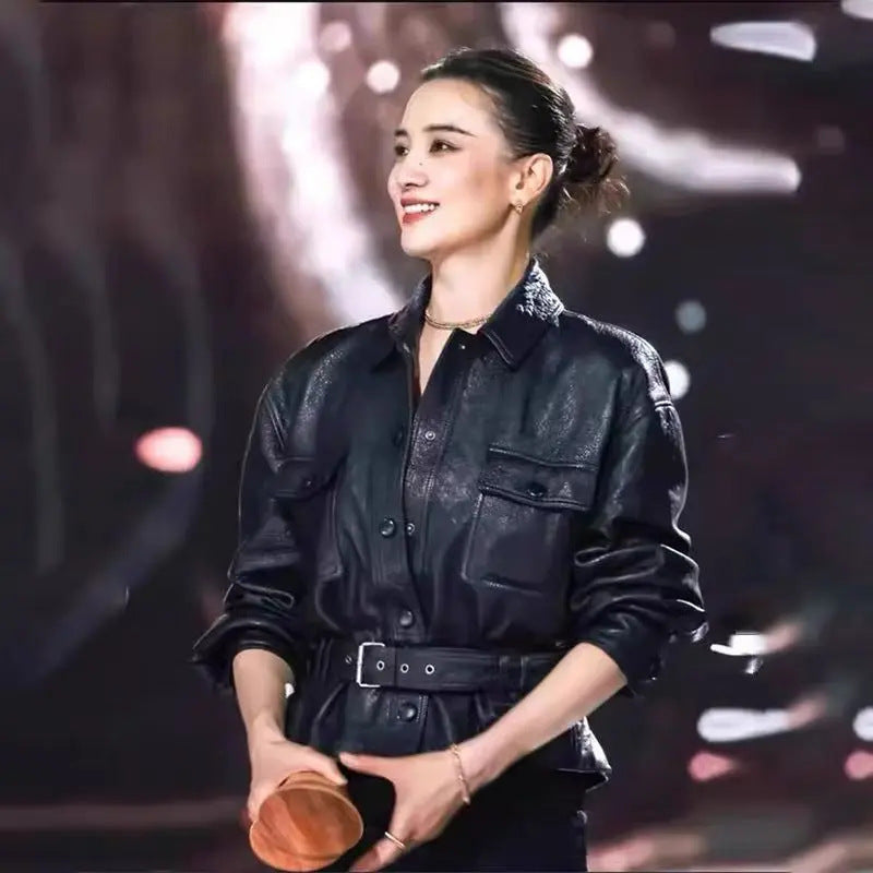 Premium Belted Leather Jacket