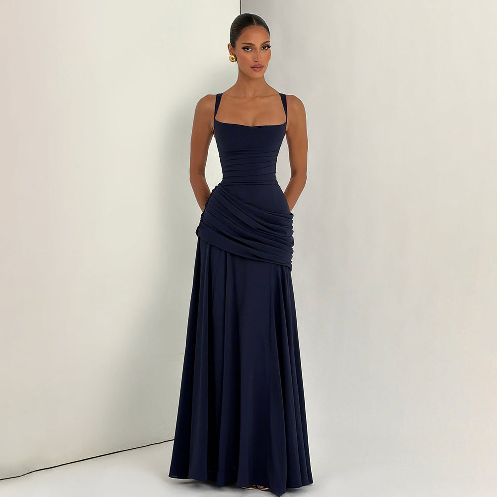 Aurora Ruched Backless Maxi Dress
