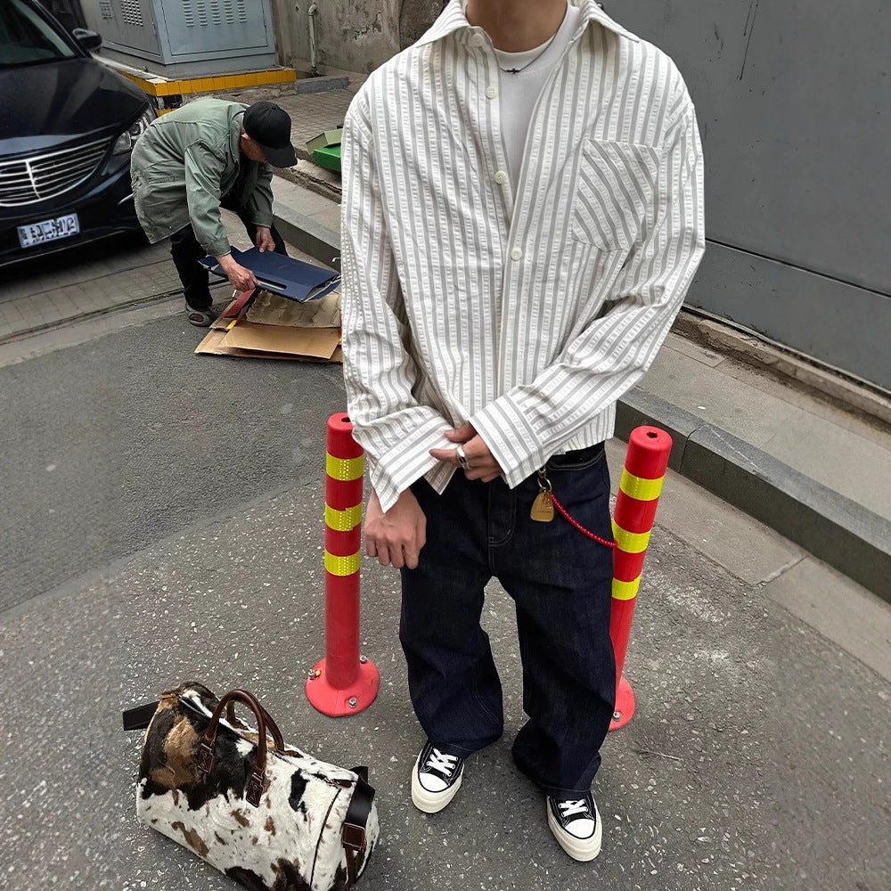 Oversized Stripe Button-Down Shirt