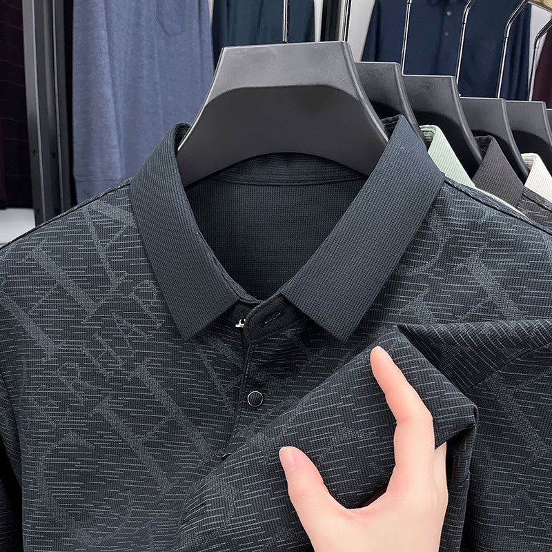 Patterned Long Sleeve Polo