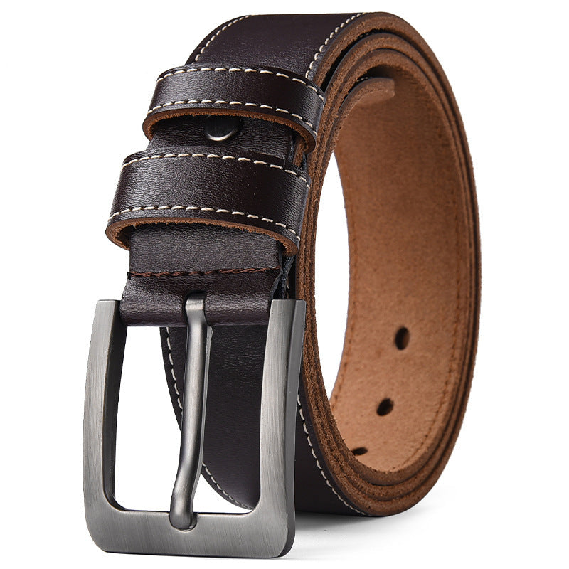 Genuine Leather Pin Buckle Belt