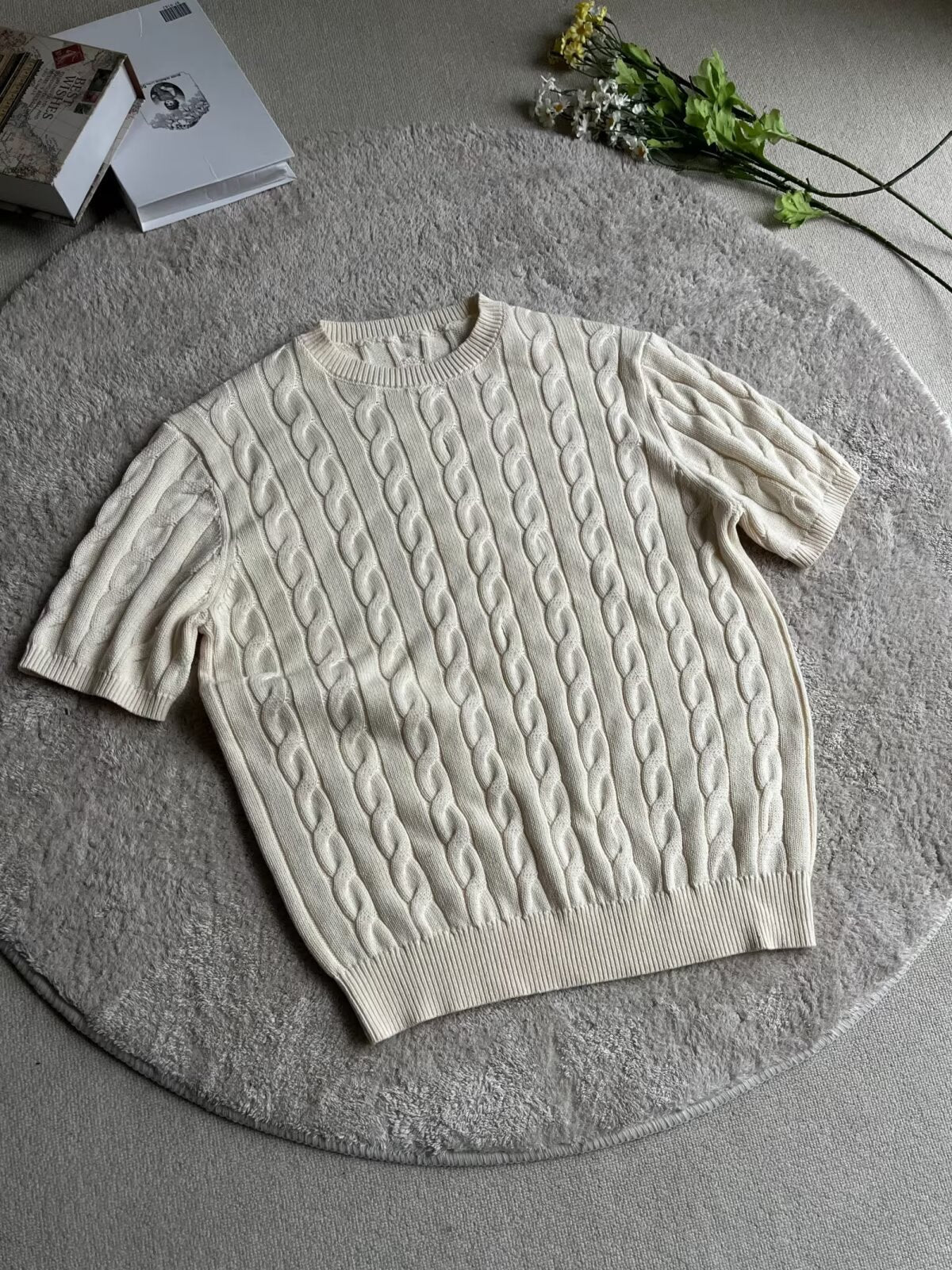 Cable Knit Crewneck T-Shirt