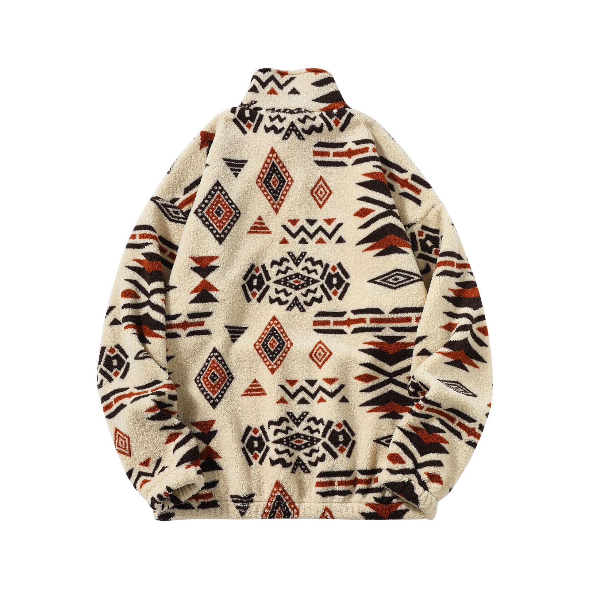 Geometric Pattern Half-Zip Sweater