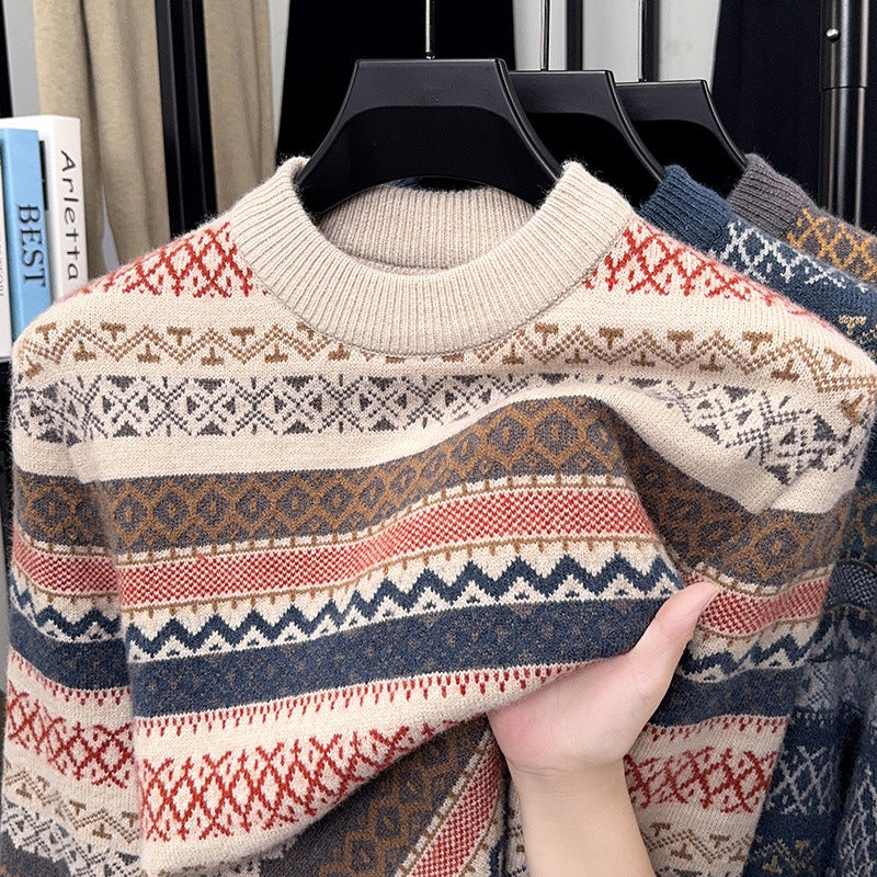Vintage Geometric Jacquard Knit Sweater
