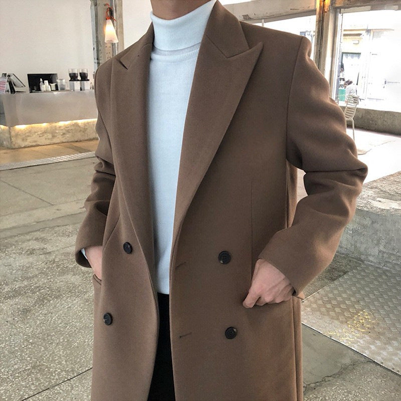 Double-Breasted Woolen Overcoat