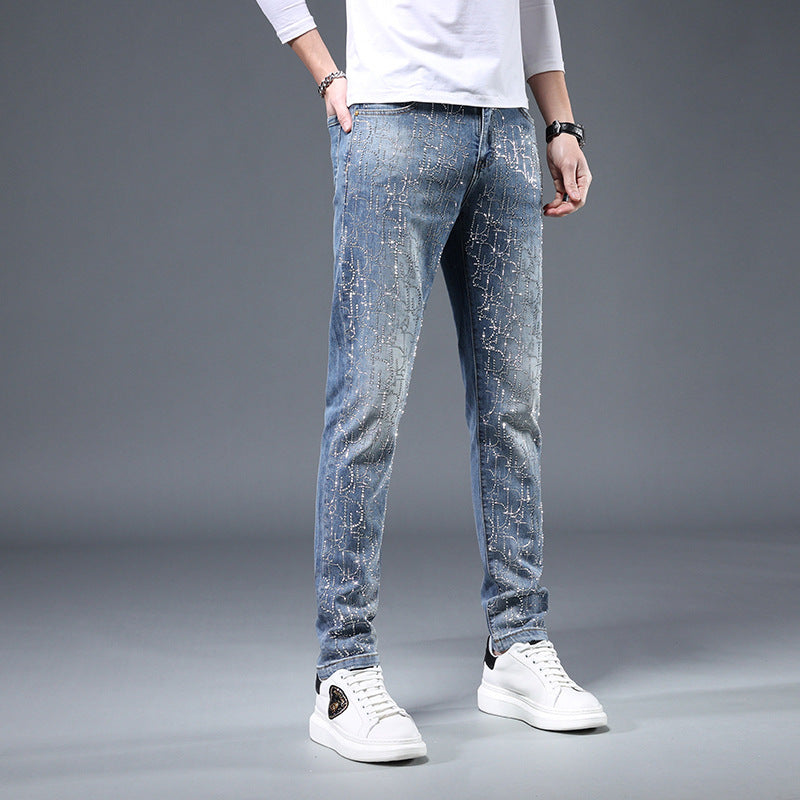 Stamped Slim-Fit Trousers