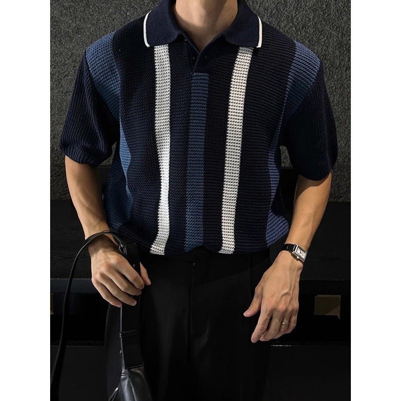 Vintage-Style Mesh Knit Polo
