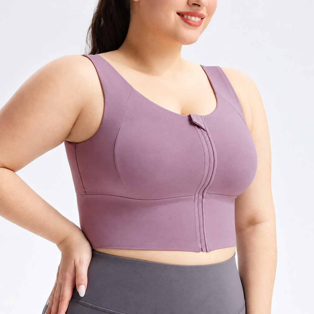 Plus-Size Zip-Front Sports Bra