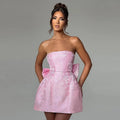Bow Back Corset Jacquard Mini Dress