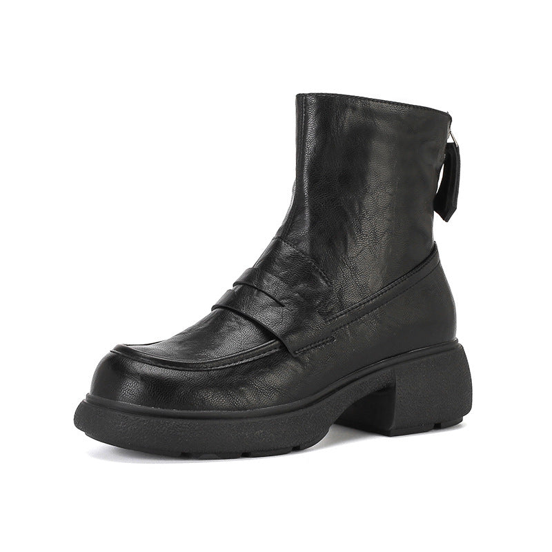 Leather Platform Ankle Boots
