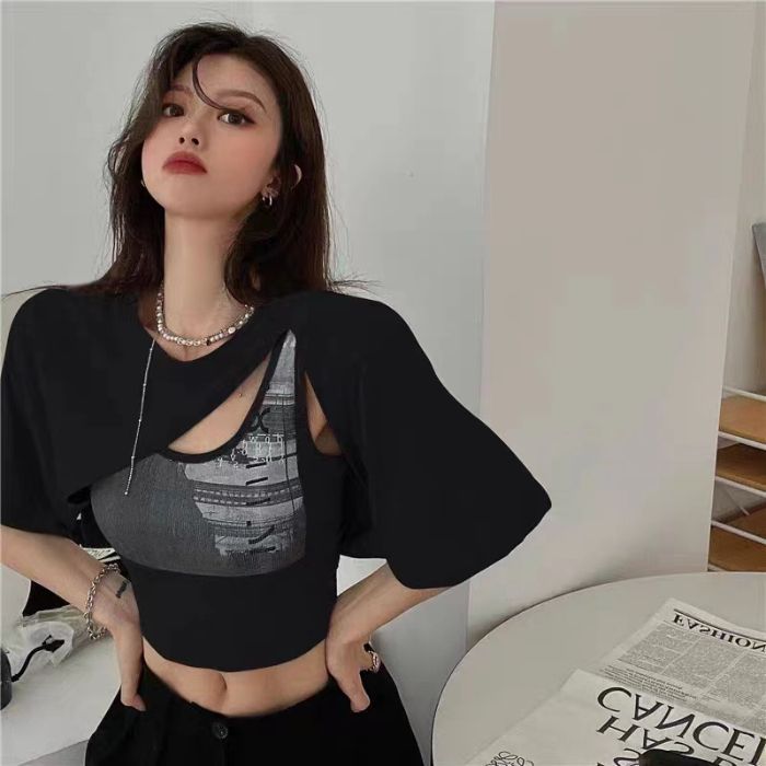 Cutout Layered Crop Top