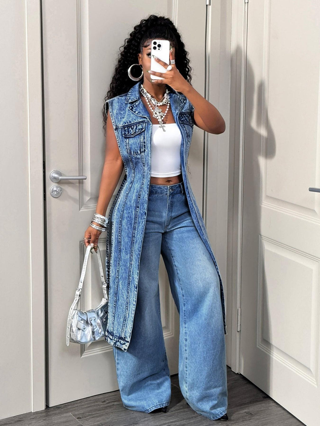 High-Low Denim Vest