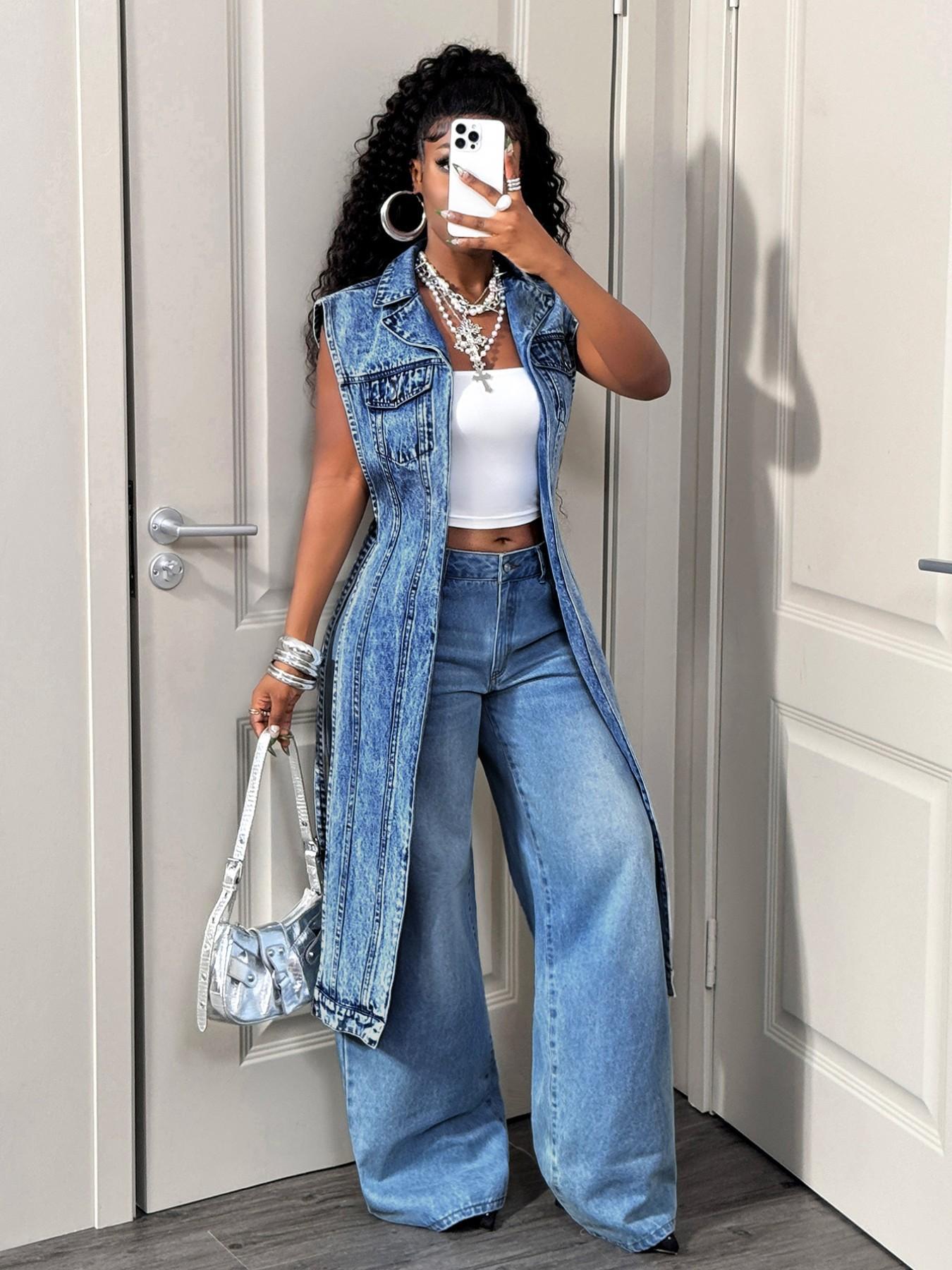 High-Low Denim Vest