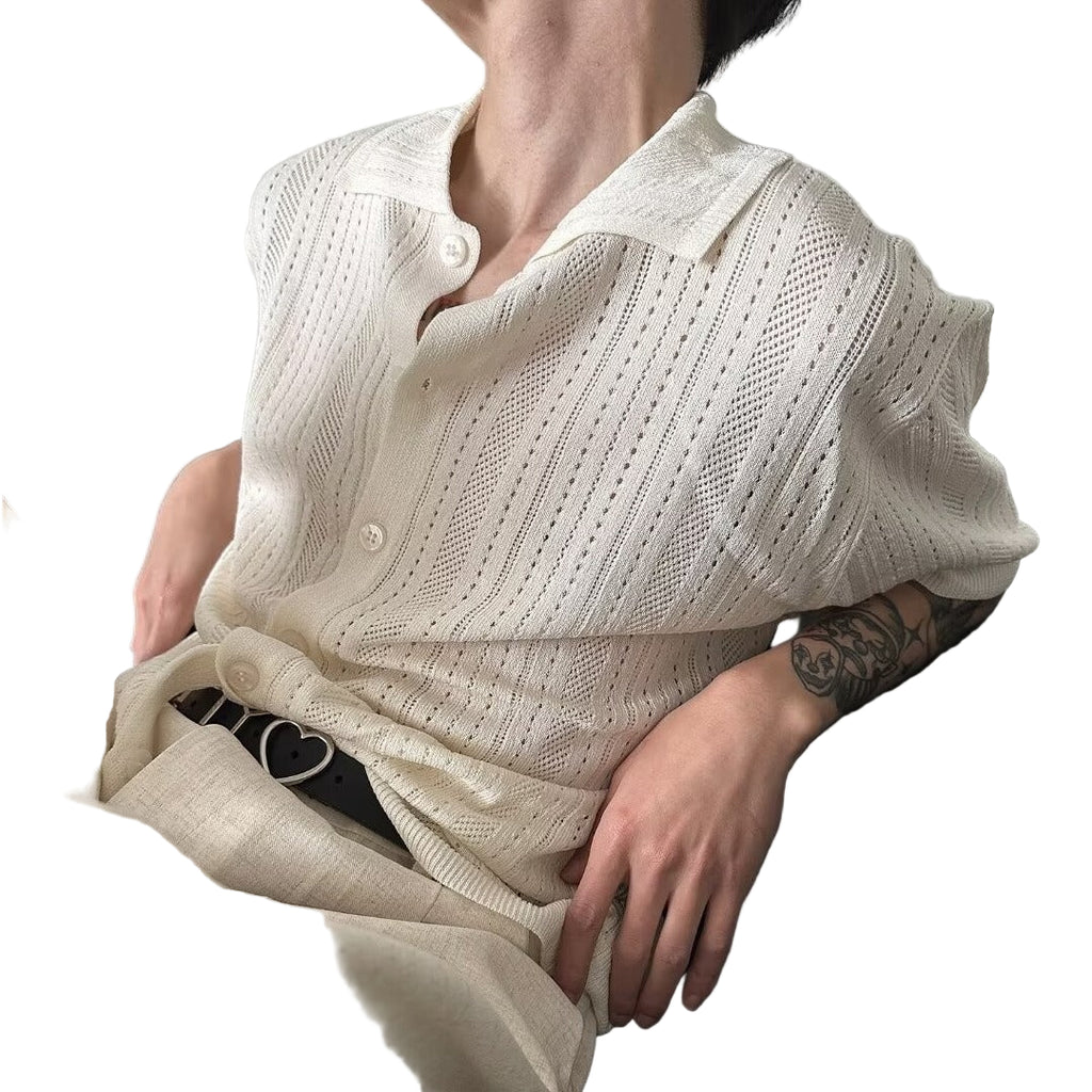 Hollow-out Knit Polo