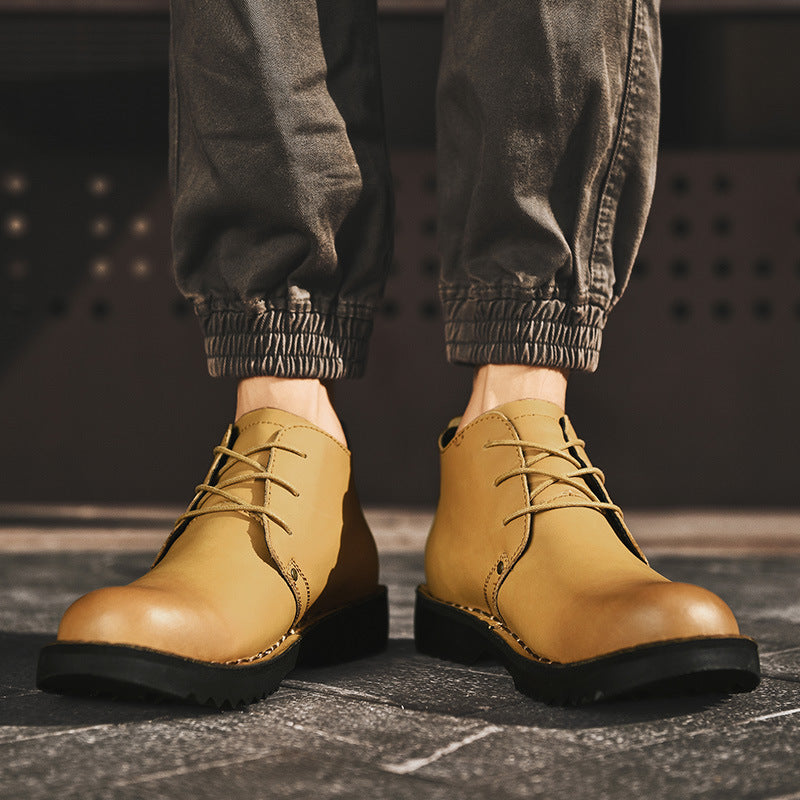 Spring and summer new high-top men's leather shoes cargo shoes cross-border foreign trade European and American style casual business formal wear Martin boots for men